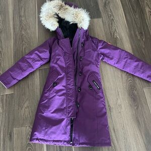 Canada Goose Purple and Black Winter Coat with fur lined hood and new with tags